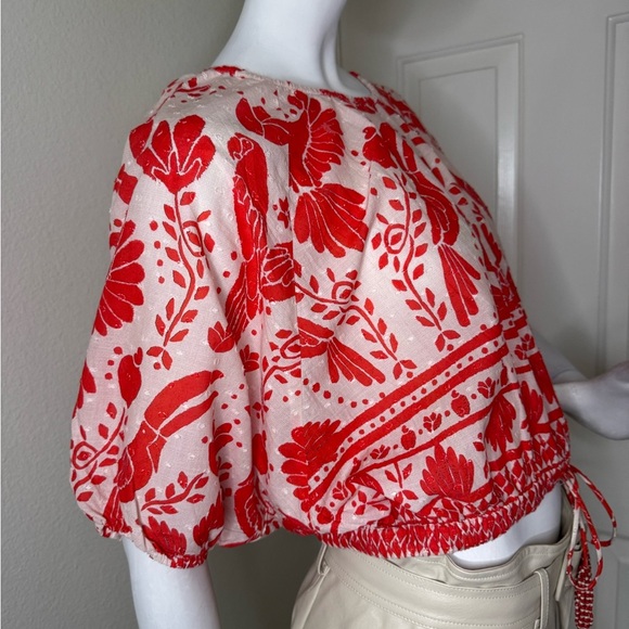 Red and White Floral Crop Top - Picture 8 of 14